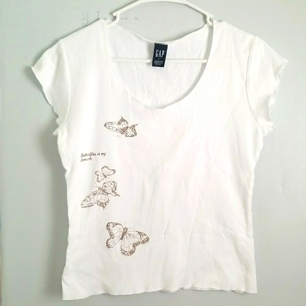 GAP Scoop Neck White Tee Sz Large